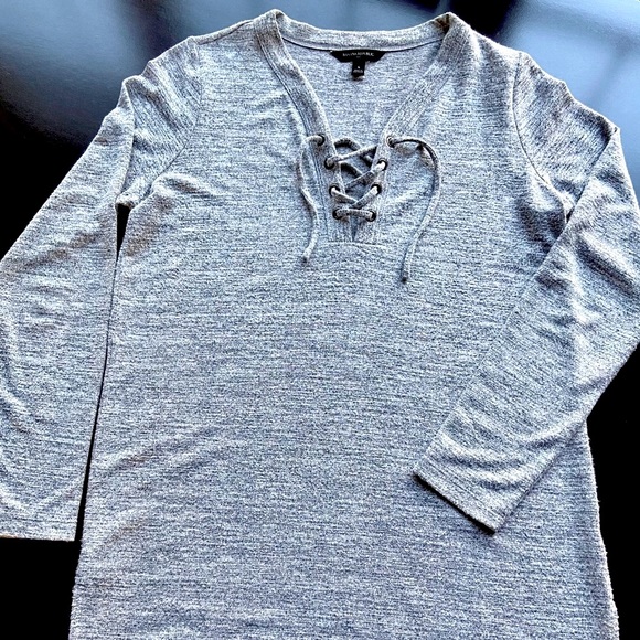 Banana Republic Sweaters - Banana Republic Gray Henley Laced Sweater Size M
